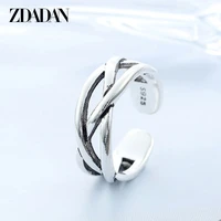 zdadan 925 sterling silver rings women couple geometric open ring jewelry