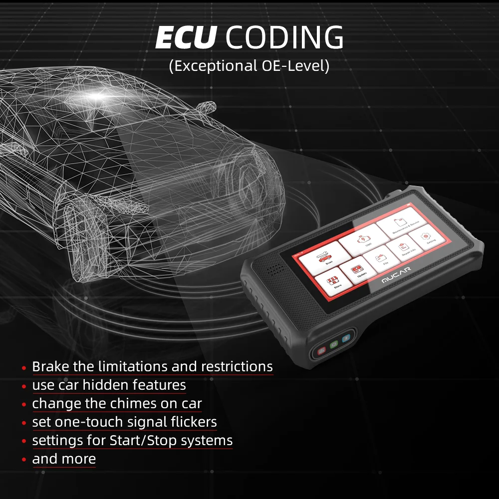 MUCAR VO6 Auto obd2 Scanner Diagnostic Tools Full System Action Test ECU Coding 28 Resets OBD2 Tool Lifetime Free Update |