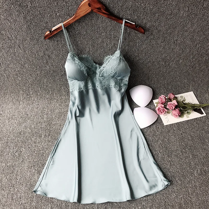 

Sling Nightdress Female Lace Temptation Sexy Women Sleepwear with Chest Pad Soft Breathable Thin Home Clothes Summer Fashion
