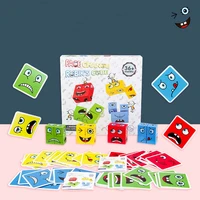 educational toys emotion change blocks expressions puzzles early learning education montessori toy kids wood cube table games
