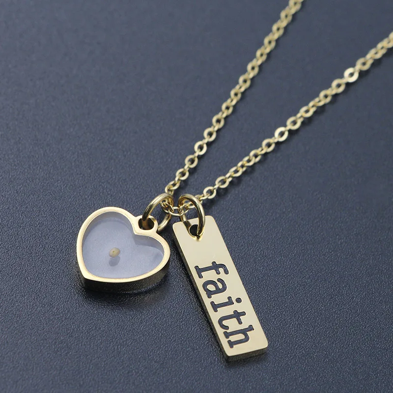 Ожерелье из нержавеющей стали с настоящим семенем горчицы | Украшения и