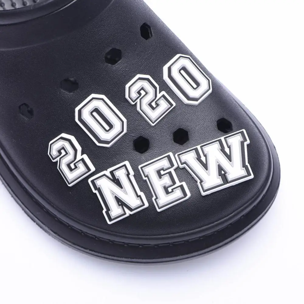 1PCS Black White Alphabet Shoes Charms DIY Letter Shoes Buckle Accessories for Croc Clogs Wristband Decoration Kids Gifts