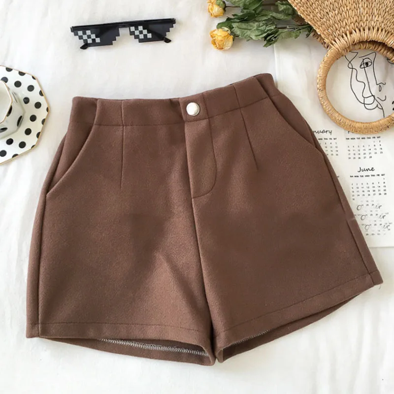 Женские шорты 2019 однотонные с высокой талией для женщин свободные карманами на
