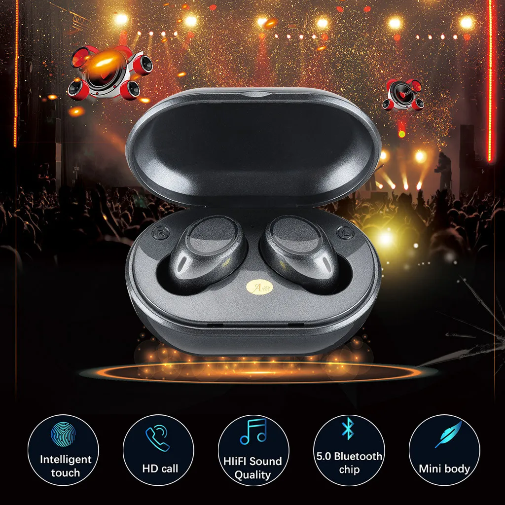 Беспроводные спортивные гарнитуры BT 5 0 наушники с зарядным чехлом для спорта