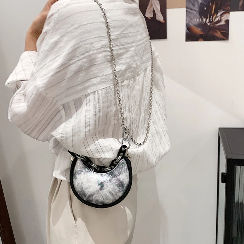 Mini Half-Moon Design Pu Leather Crossbody Shoulder Bags for Beautiful Women 2021 Fashion Ladies Chain Brand Handbags and Purse