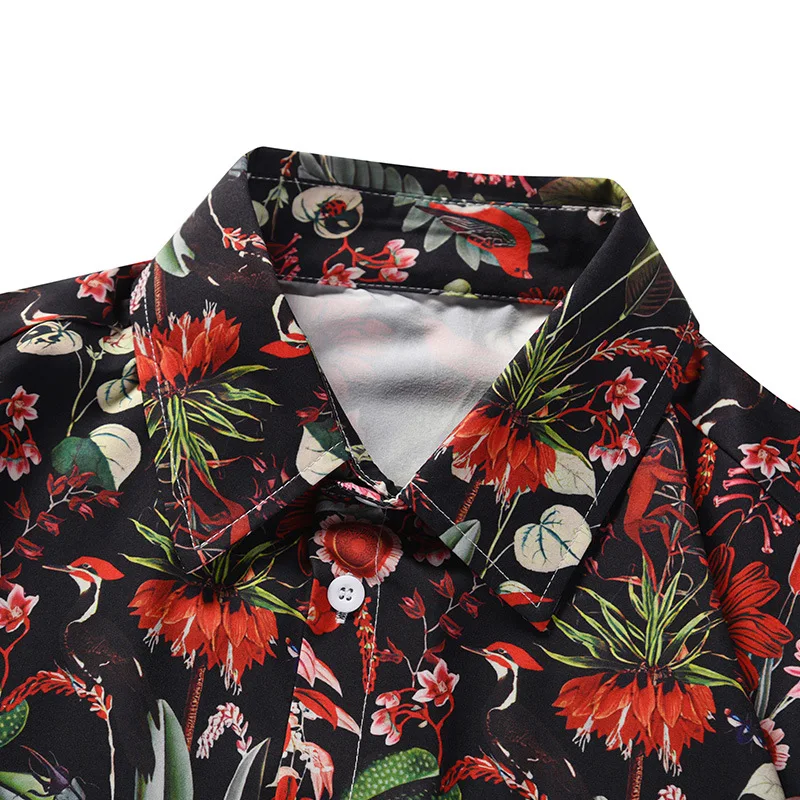 

2021 Summer 3D Digital Print Plant Flower Shirt Shorts Casual Style Suit for Men