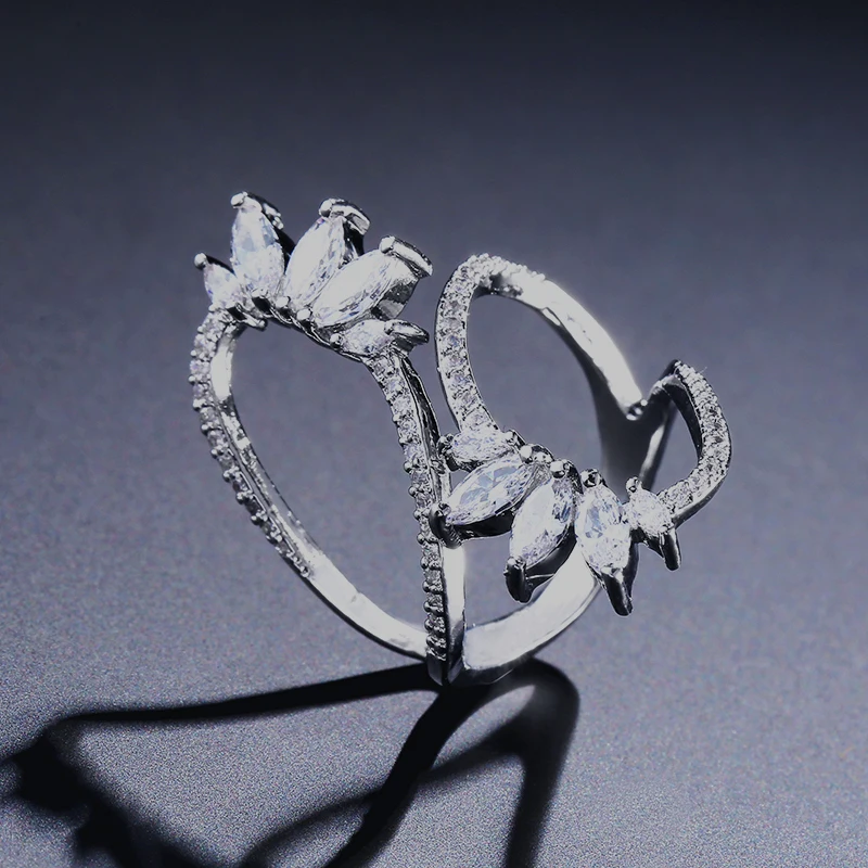 UILZ большие кольца для женщин Cz проложить настройки элегантный уникальный дизайн