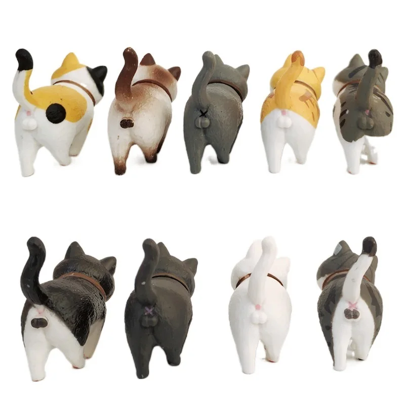 

clown 9Pcs Cute Mini PVC Animal Miniatures Japanese Bell Cat Doll Figures Toy Creative Handicraft Ornaments Home Decoration