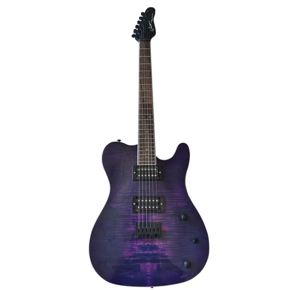 

Хорошее качество электрическая гитара фиолетовый Пламя клен Бесплатная доставка