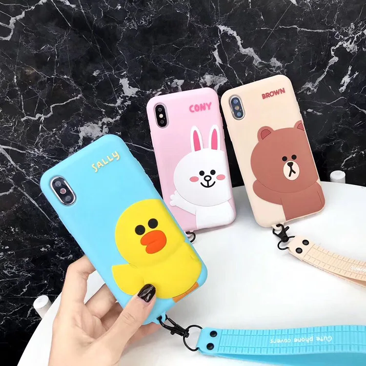 Применимый чехол для телефона с рисунком медведя Apple xsmax IPhone7/8 Plus Мягкий силиконовый 6 S Южная Корея милый ремешок