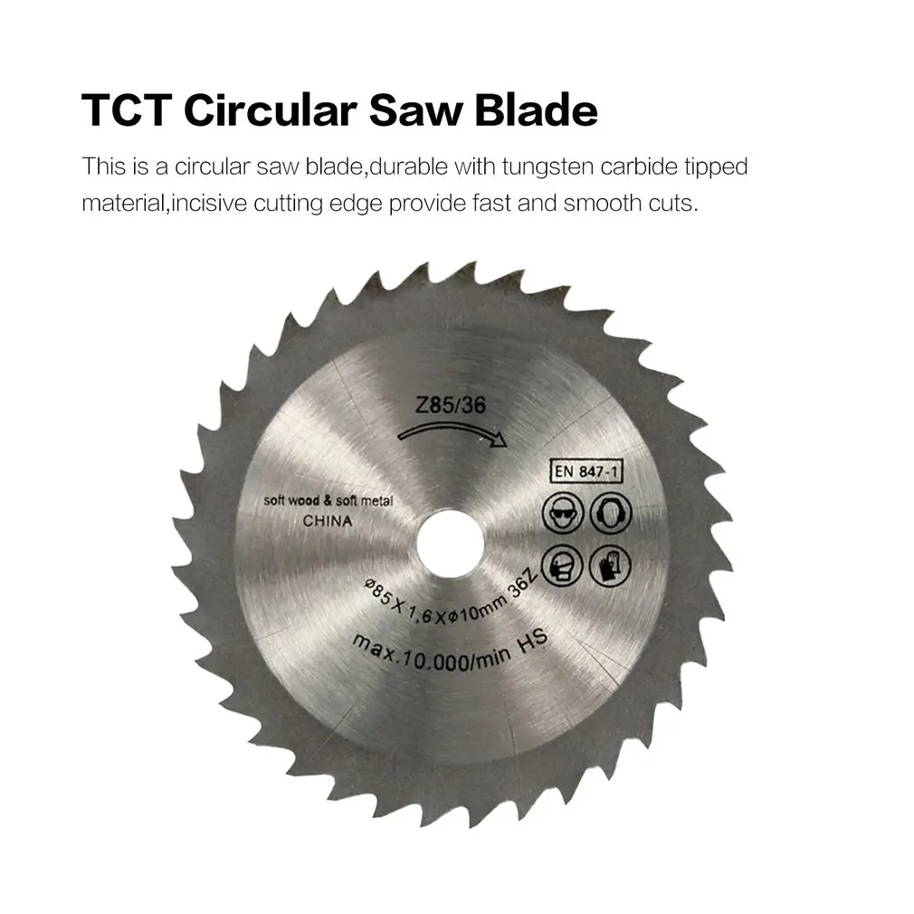 36 Teeth TCT Circular Saw Blade Wheel Discs Alloy Woodworking Multifunctional For Wood Metal Cutting 85x10MM | Инструменты
