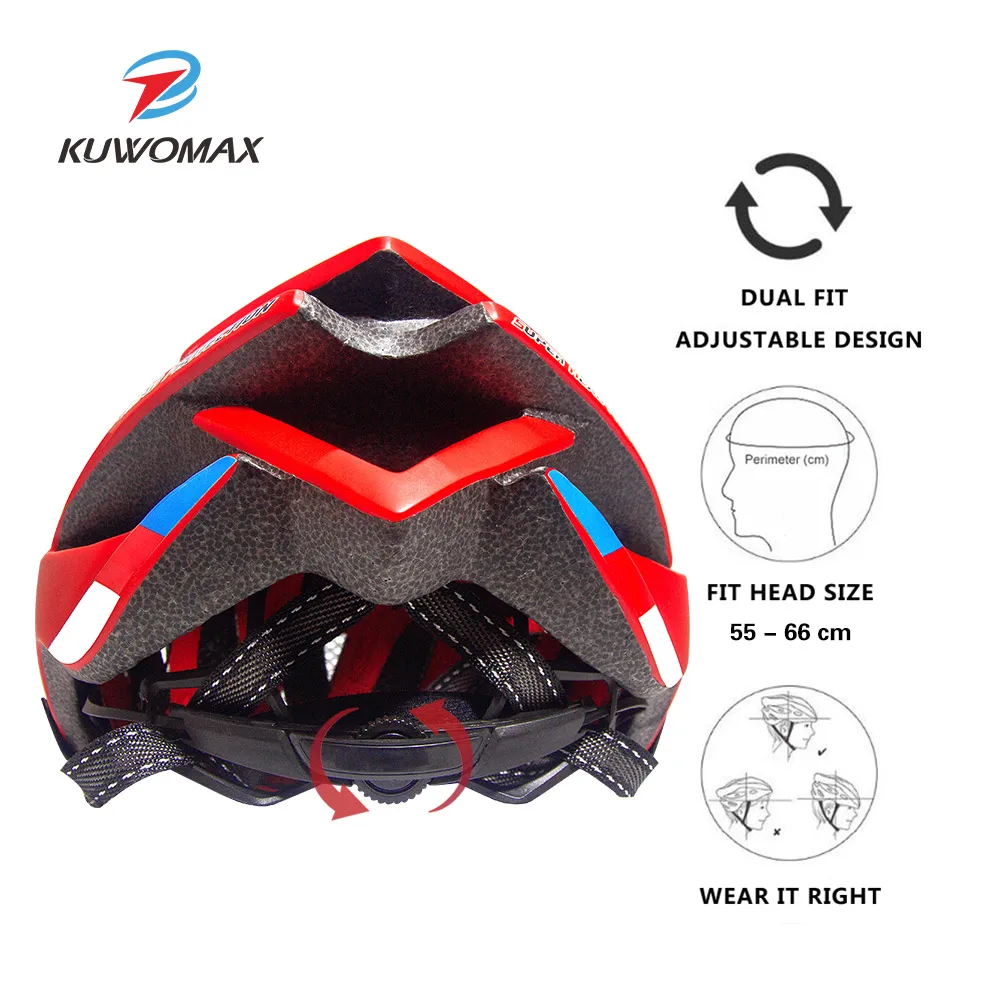 

KUWOMAX Cycling Helmet Bicycle Helmet with Cycling Glasses Ultralight Integrally-Molded Road MTB Helmet Casco Ciclismo Casco MtB