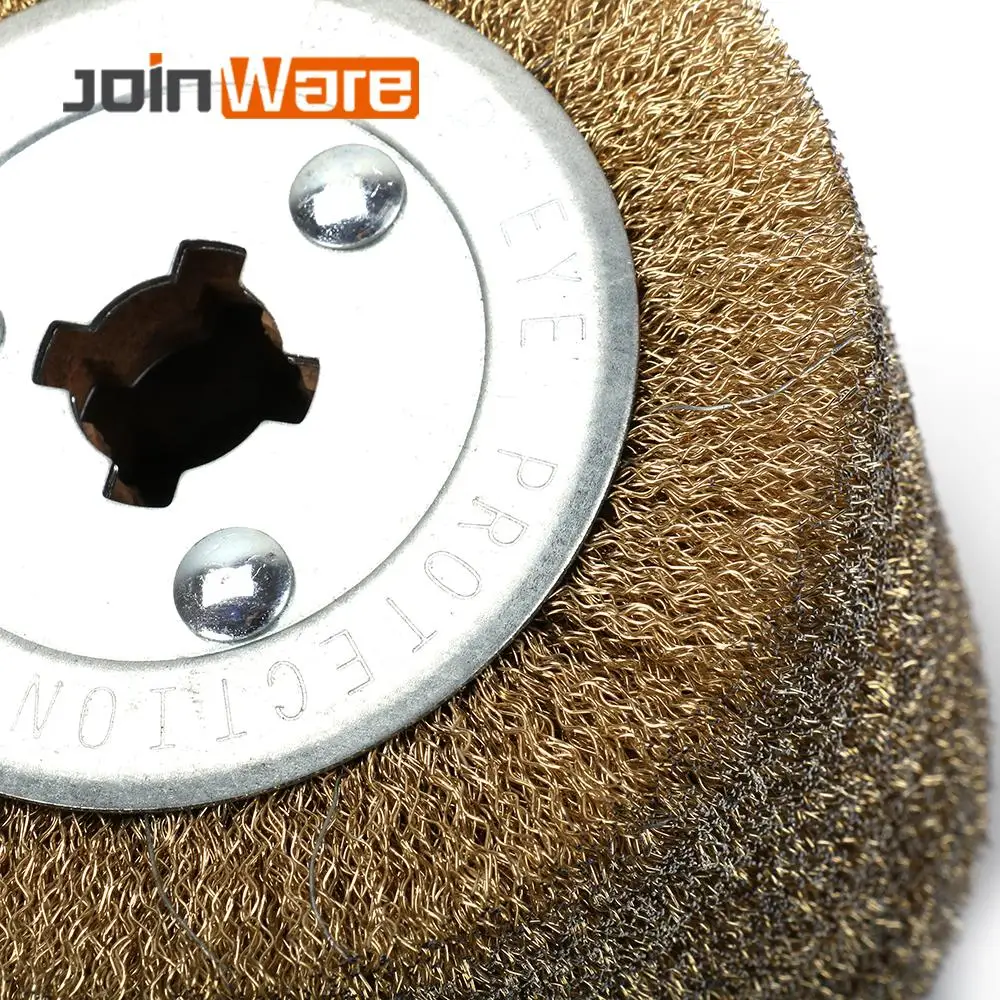 

Copper Coated Steel Wire Drawing Polishing Wheel Buffing For Metal Removal Rust