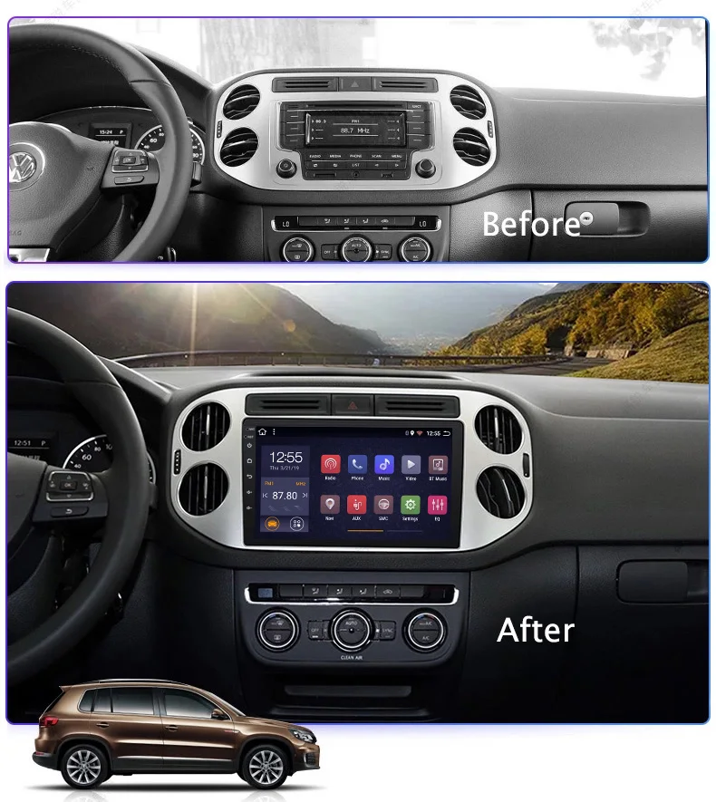 2.5 D SCREEN 2G RAM 32G ROM 9 inch Android 8.1 car multimedia system for tiguan 2010-2018 gps radio navigation | Автомобили и