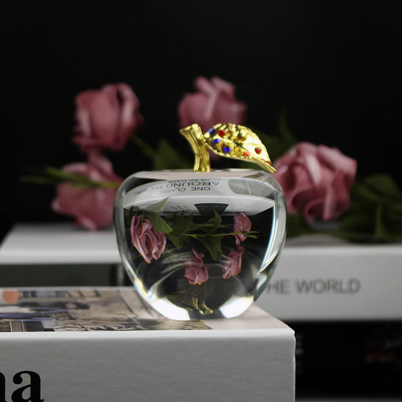 80 мм Хрустальное яблоко пресс папье свадебное украшение хрустальный шар Ремесло