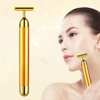 1pcs beauty bar 24k golden facial massager t shape electric face massager skin face skincare tool arm eye nose head massager