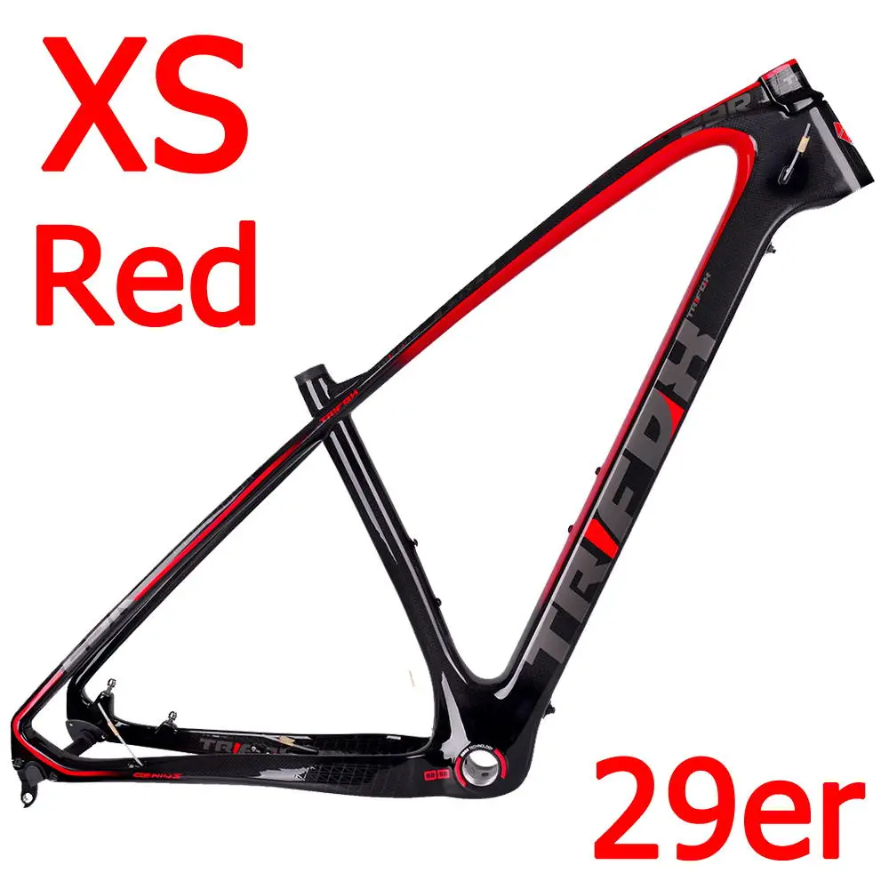 XS -Red TRIFOX горный углерода велосипед рама 15,5/17/19 дюймов MTB углеродная рама 29er горный велосипед рама+ сиденье зажим+ гарнитура 2 года гарантии - Цвет: XS -Red