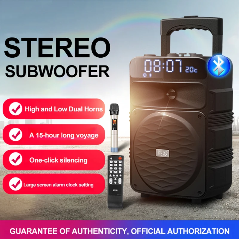 

Outdoor Speakers Mobile Trolley Bluetooth Large Volume Audio Support Wireless Mic Home Party Performance Subwoofer Speaker