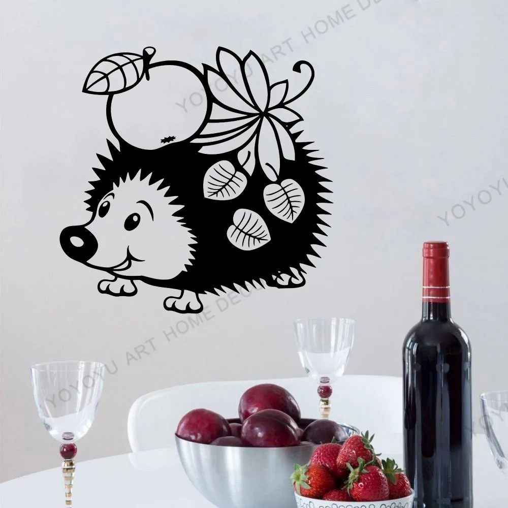 

Sweet Cute Hedgehog With Fruits Leaves Wallpaper Home Kids Bedroom Art Wall Murals Decal Animal Series Kitchen Wallpaper rb354