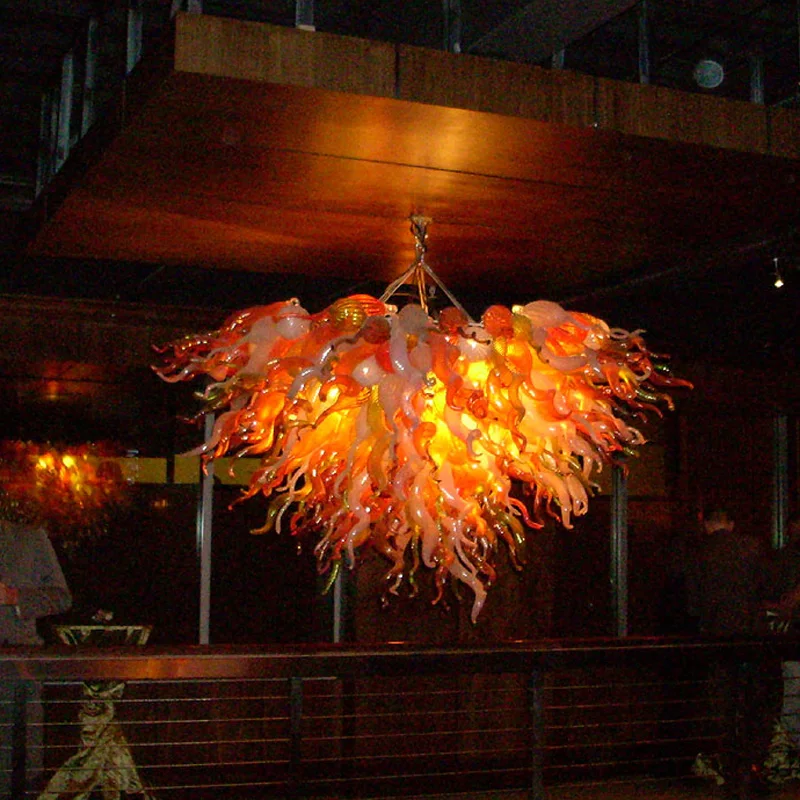 

Hand-blown Glass Crystal Chandelier Orange W100xH70CM LED Art Pendant Light Indoor Lustre Hotel Hall/Parlor Decoration