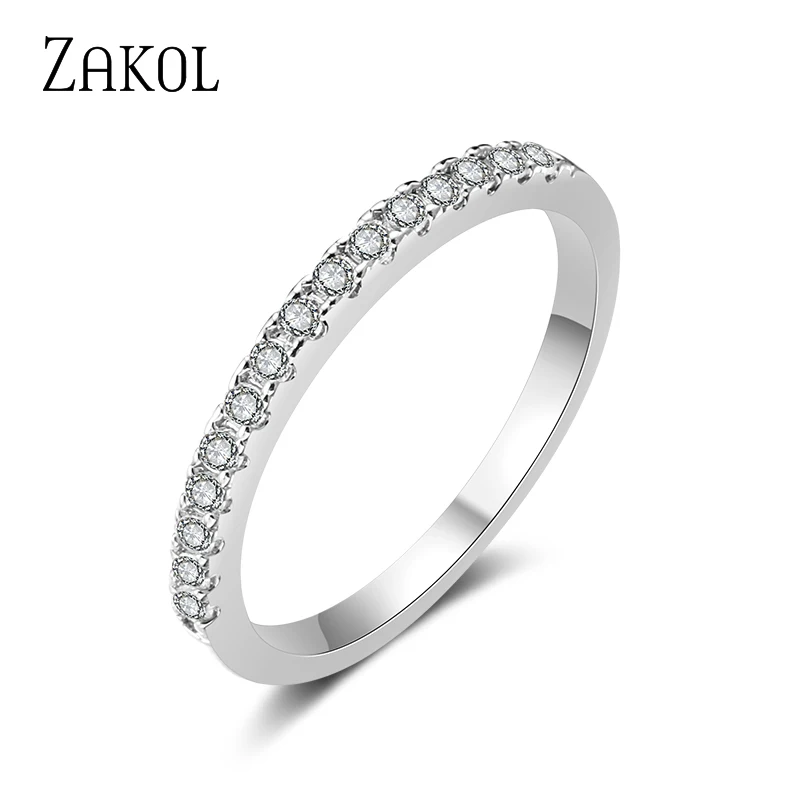 ZAKOL Новая мода CZ цирконием вечерние Женское Обручальное кольцо с украшением в