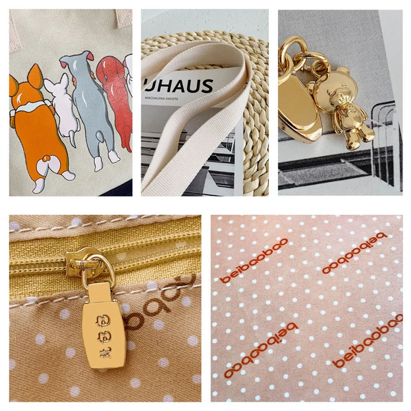 

Beibaobao Fashion Canvas Women's Handbags Luxury animal Printing Shoulder Bags For Women Tote Bag Lady Big capacity 2021 New