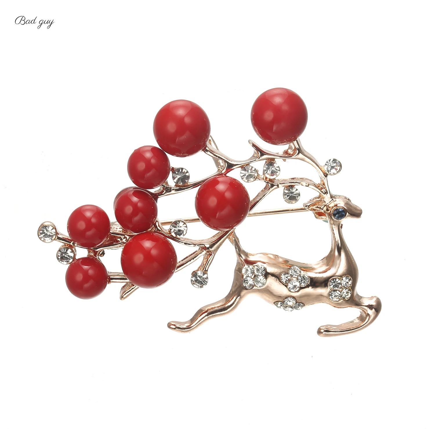 

Bad Guy Deer Brooch Pin for Women's Red Pearl Jewelry Brooches Clothes Scarf Buckle Garment Accessories Fashion Jewelry Gem Pins