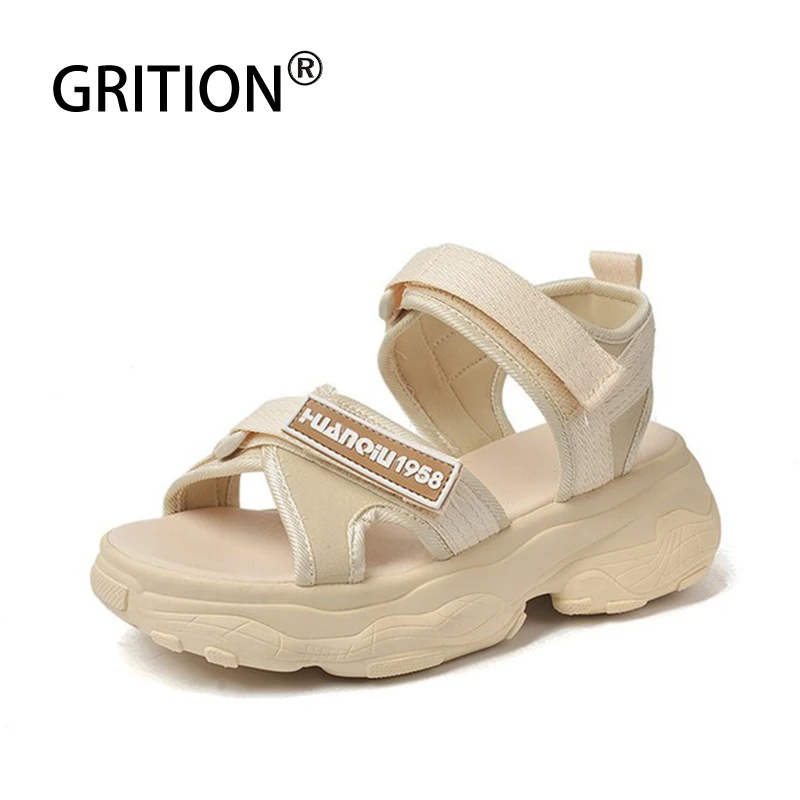GRITION/женские спортивные сандалии на плоской платформе с застежкой липучкой Обувь