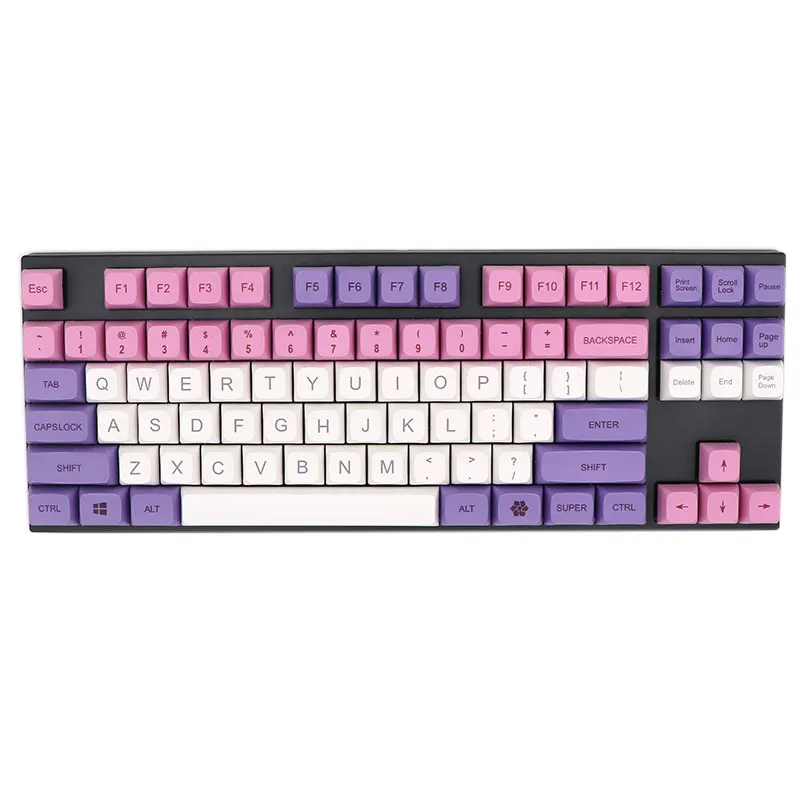 

134 PBT Keycaps with Puller Dye Sublimation Keycap Set XDA Profile Pink Flower DIY Key for Mechanical Keyboards Custom Ball Cap