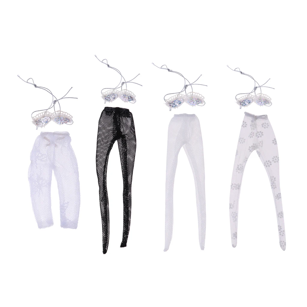 4 комплекта кукольной одежды милые топы и кружевные сетчатые трусики-чулки шорты