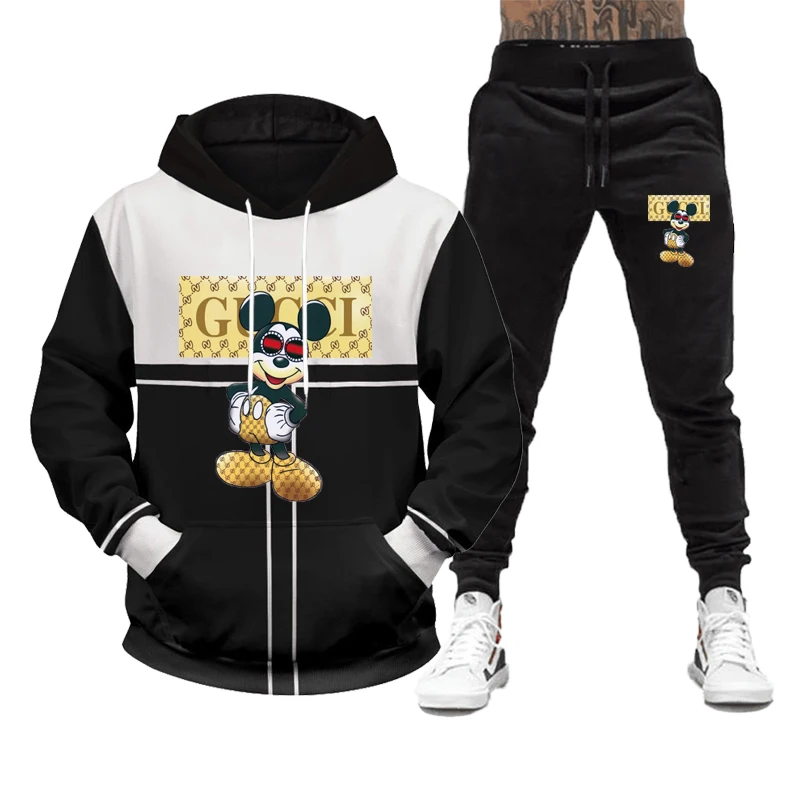 

Европейский и американский мужской костюм для отдыха спорта 3D печать цифровая Толстовка + спортивные брюки Толстовка костюм