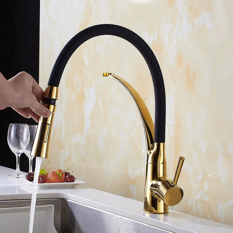 Смеситель Vidric ELK909G кухонный вытяжной кран для горячей и холодной воды с резиновой