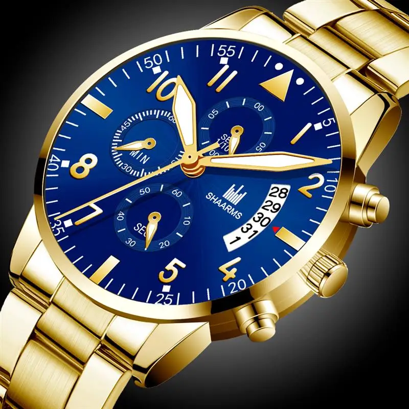 2019 золотые деловые часы для мужчин роскошные кварцевые наручные из нержавеющей