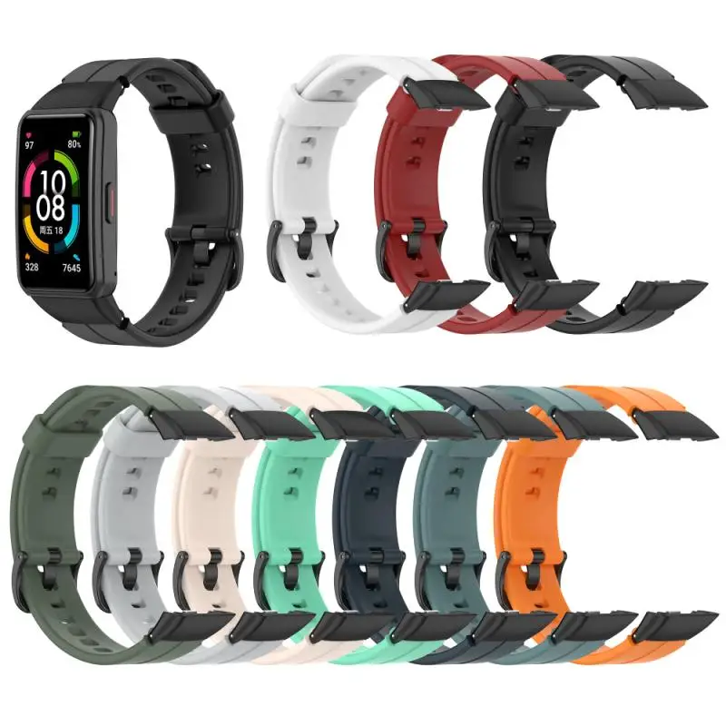

Ремешок силиконовый для Huawei Band 6 / Honor Band 6, браслет из нержавеющей стали с металлической пряжкой, аксессуары для Huawei Band 6