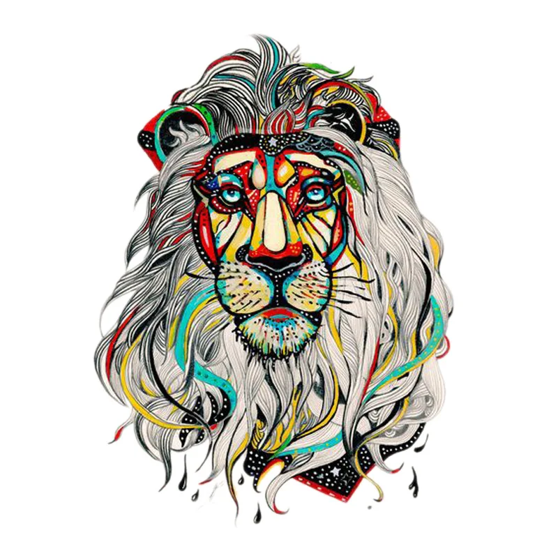 

PVC 13cm*9cm Car Sticker Cartoon Colorful Lion Head Portrait Vinyl Auto Accessories Car Styling Decal Cover Scratches Waterproof