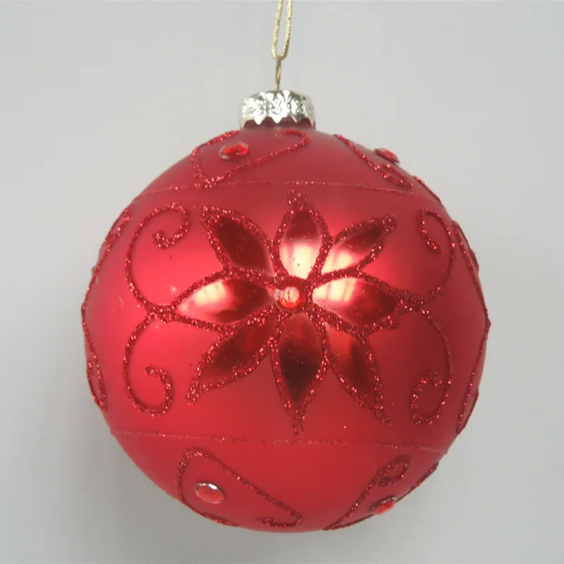 

100pcs/pack Diameter=8cm Red Glass Ball Christmas Tree Pendant Red Glass Christmas Day Decoration Gift Party Supplies