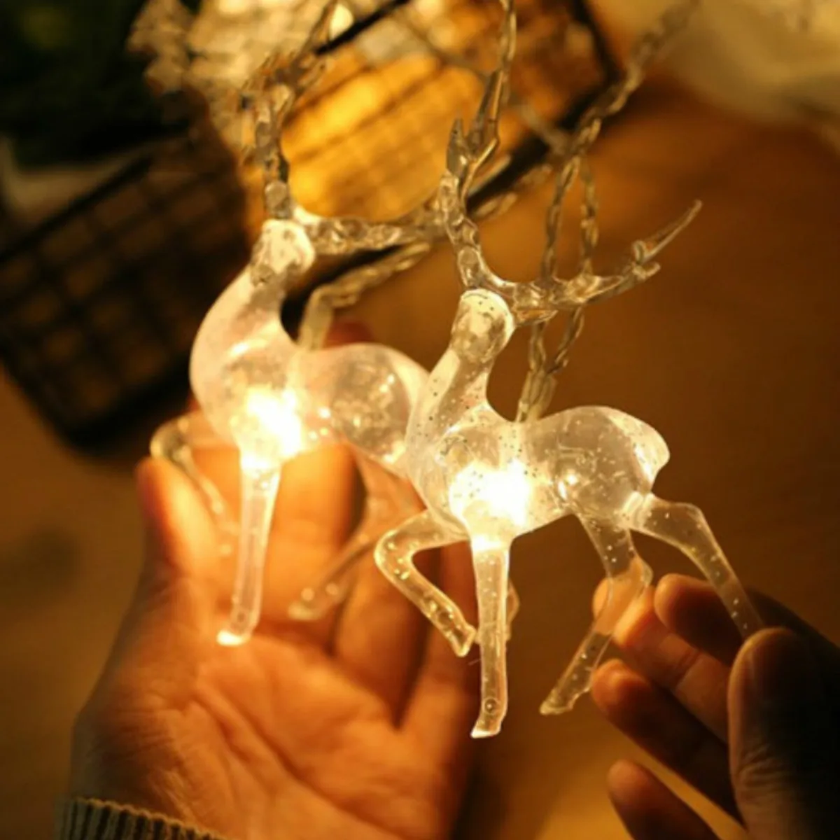 20LED Reindeer LED Light Strings Deer Table Lamps Fairy Garland Gift for Home Bedroom Party Decoration Christmas Tree | Лампы и