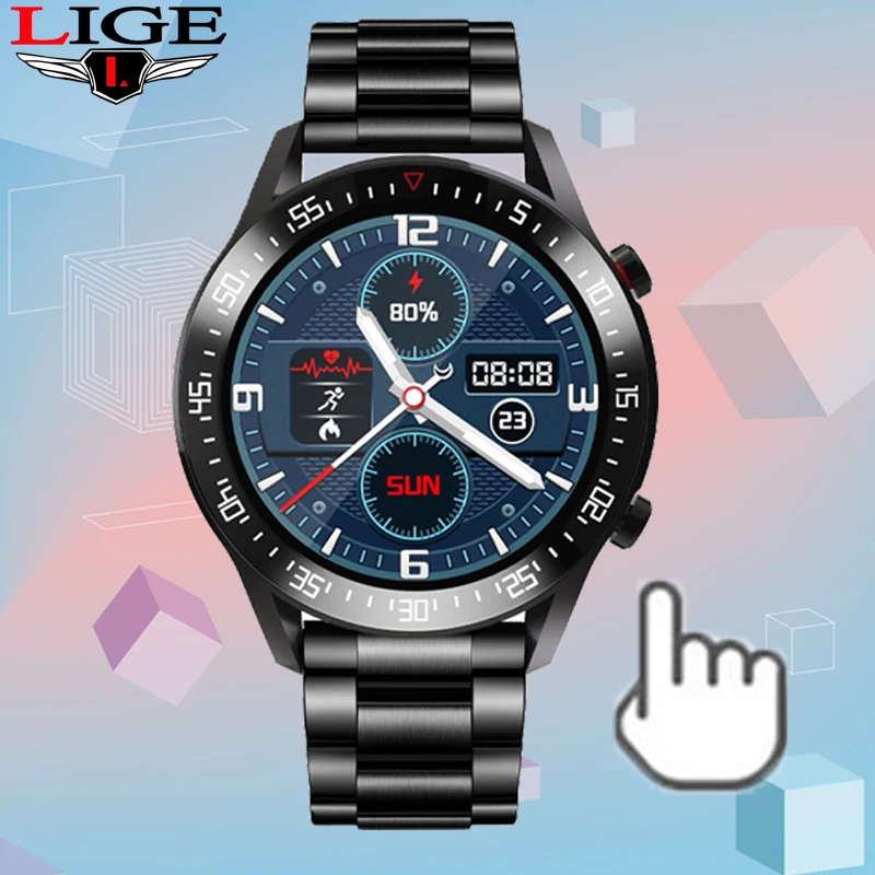 

LIGE New 2021 Smart Watch Men Heart Rate Blood Pressure Information Reminder Sport Waterproof Smart Watch for Android IOS Phone