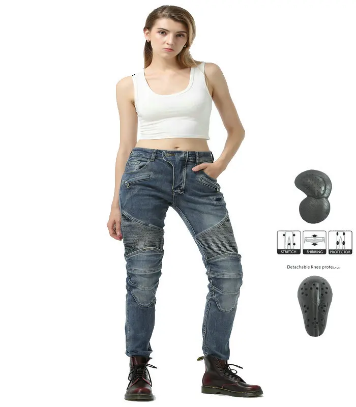 

Женские мотоциклетные штаны для верховой езды, джинсы, ударопрочные высокоэластичные женские рыцарские защитные снасти, хлопковые брюки, м...