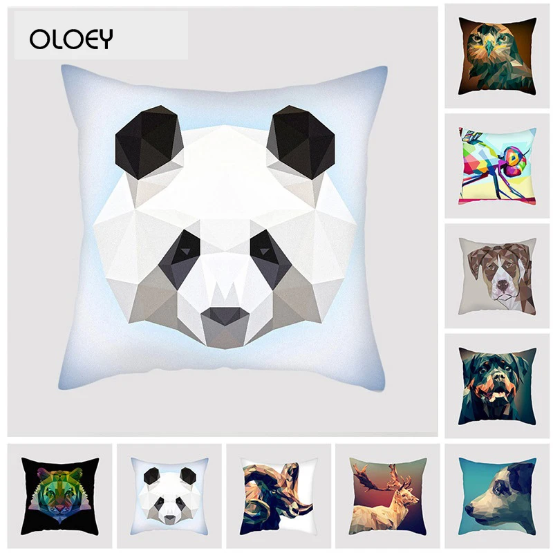 3D геометрический квадратный персиковый Чехол на подушку с изображением животных