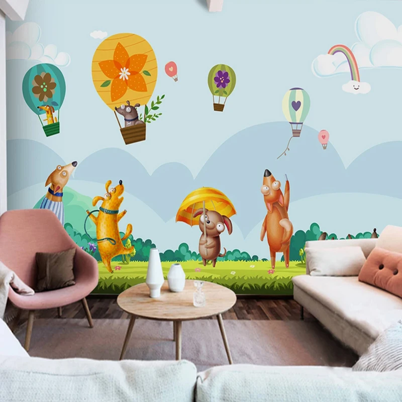 

Nordic Wallpapers Hand Drawn Cartoon Puppy Balloon Wall Mural Children's Room Decoration 3d Wallpaper For Walls
