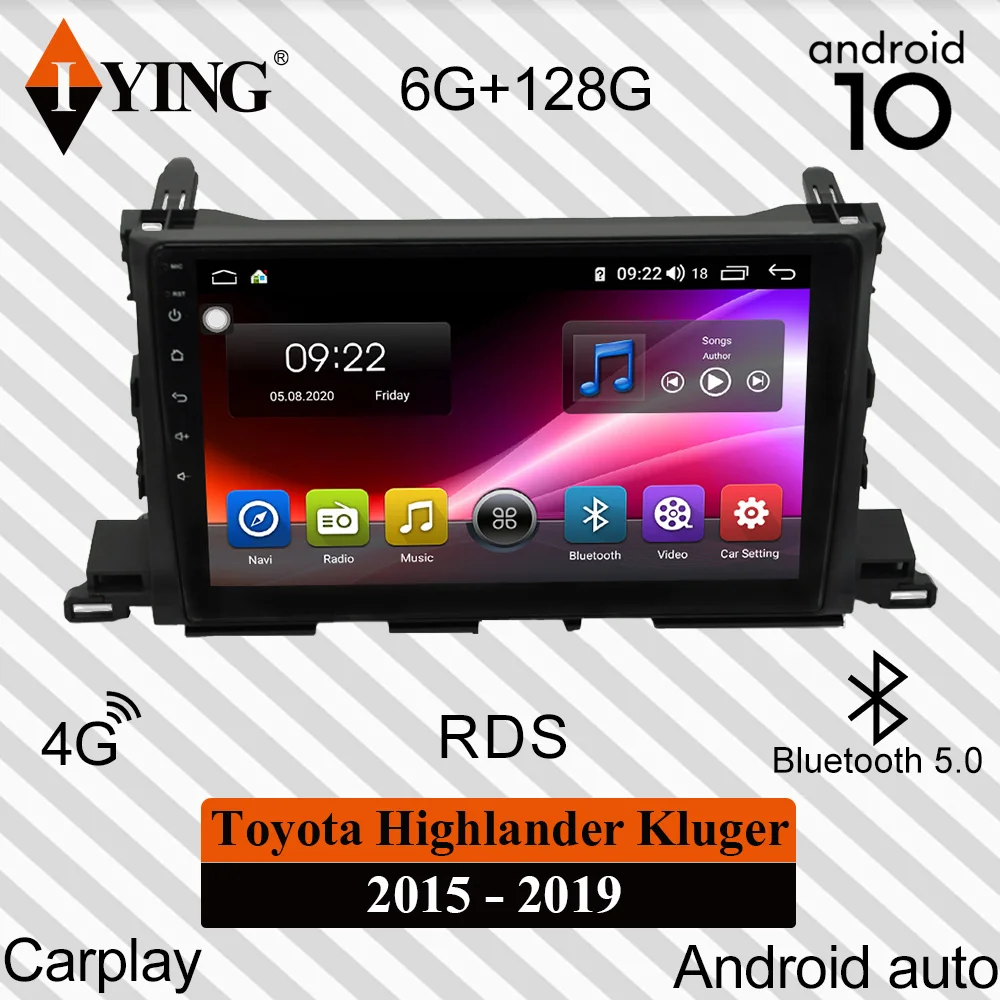 

IYING Car Radio For Toyota Highlander Kluger 2015-2019 Multimedia Video Player Navigation GPS DSP Android 10 No 2din dvd Screen