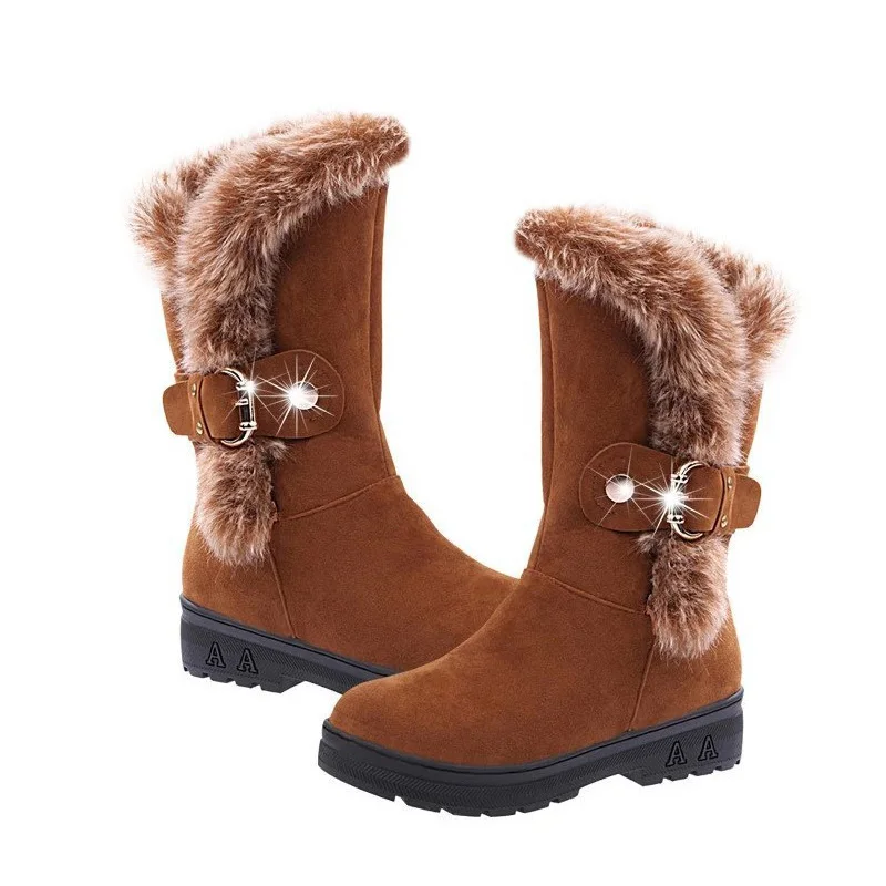 2019 Fashion Mid-Calf Boots Snow For Women Winter Shoes Brand Name Ladies Suede Warm Booties Shop | Обувь