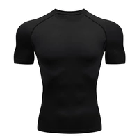 mens clothing tops t shirts short sleeve top sports quick drying muscle shirt compression mma black bodybuilding t shirt men