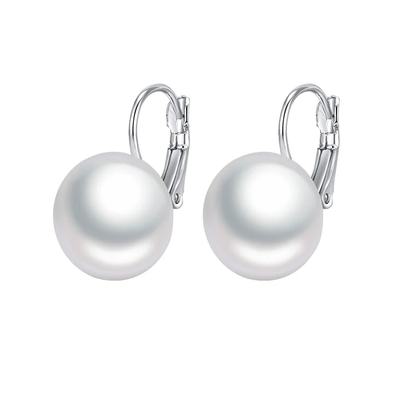 white silver Женские овальные серьги-подвески MAIKALE, белые, красные большие серьги с жемчужиной золотистого/серебристого цвета, ювелирные изделия для подарка и вечеринки - Окраска металла: white silver