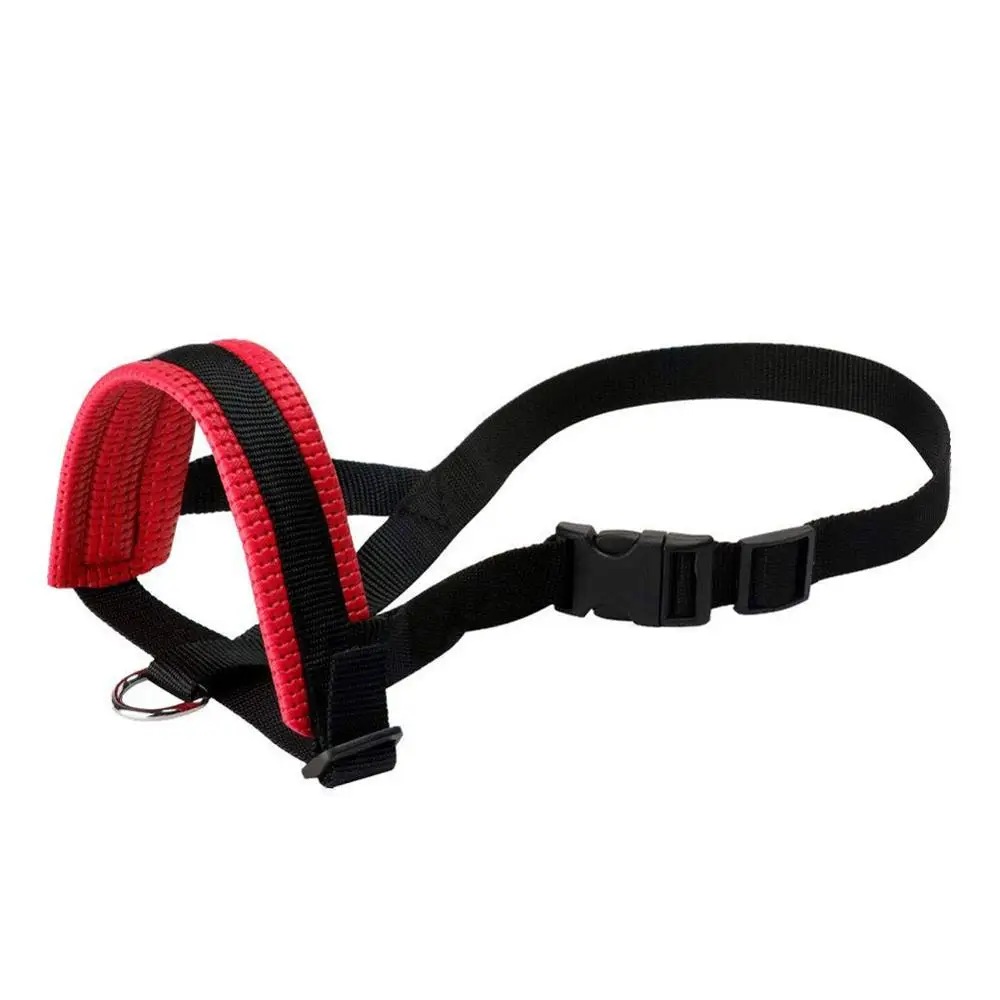 Красный Pet Nylon Adjustable Mask Bark Bite Soft Mouth Muzzle Grooming Anti Stop Chewing For Small Large Dog Black Barking Chewing - Цвет: Красный