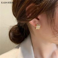 ears high elegant micro pave zircon knot hoop earrings for women girls multilayer circle boucle doreille oorbellen jewelry