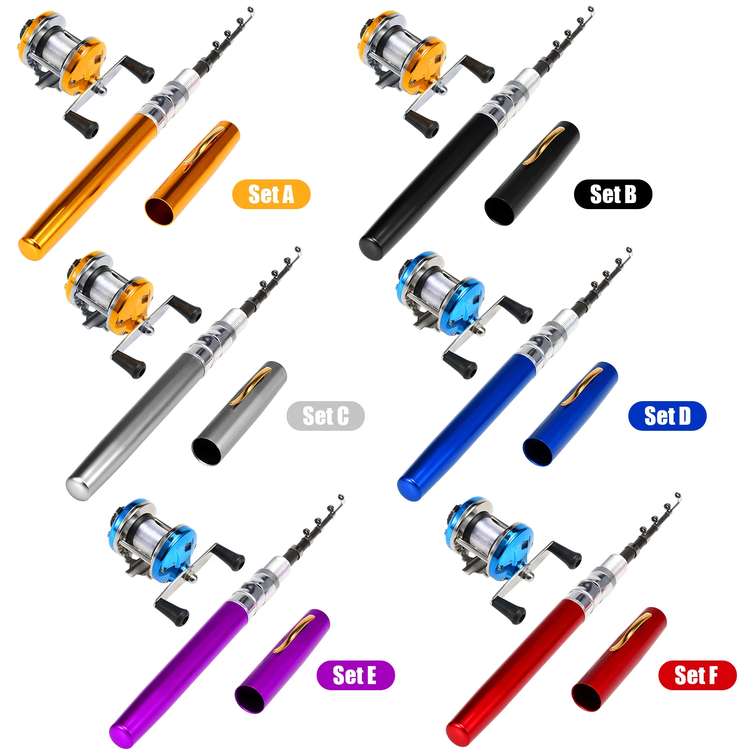 

Telescopic Pocket Pen Fishing Rod Pole Fishing Reel Combos Set Fishing Accessories Pocket Pen Mini Rod Pole