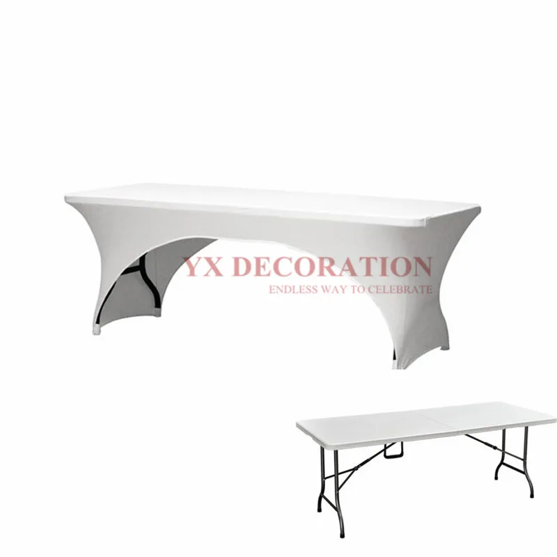 

New Design Two Side Open Stretch Spandex Table Cover Rectangle Lycra Home Kitchen Dining Table Linen Cloth Wedding Tablecloth