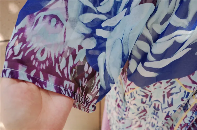 Шифоновая Пляжная накидка туники для пляжа на бикини с принтом пляжная одежда